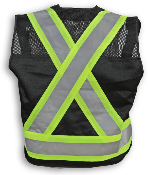 An image of a Custom Big K Clothing Supervisor Safety Vest in Black Poly/Cotton Mesh!