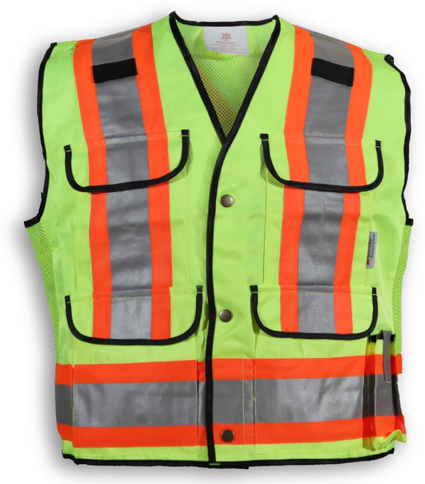 An image of a Custom Big K Clothing Supervisor Safety Vest in Lime Poly/Cotton Mesh!