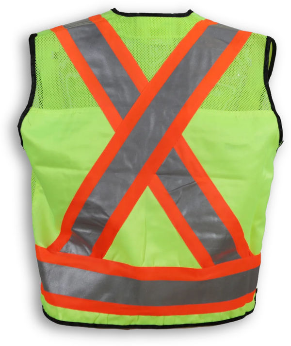 An image of a Custom Big K Clothing Supervisor Safety Vest in Lime Poly/Cotton Mesh!