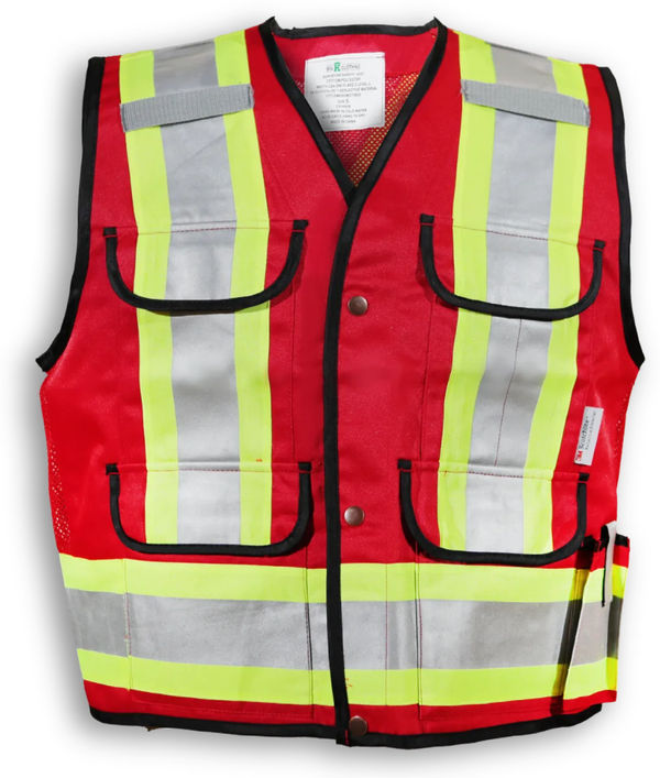An image of a Custom Big K Clothing Supervisor Safety Vest in Red Poly/Cotton Mesh!