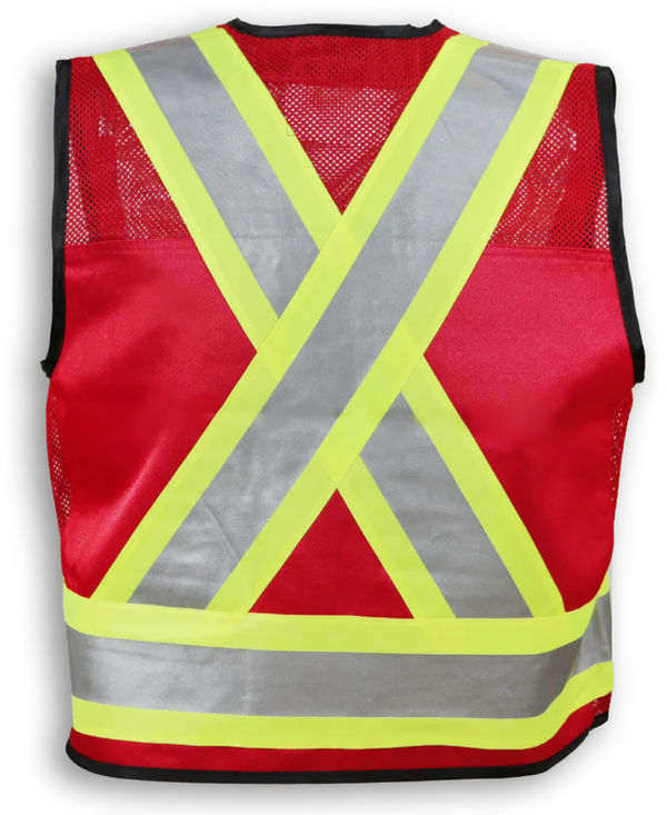 An image of a Custom Big K Clothing Supervisor Safety Vest in Red Poly/Cotton Mesh!