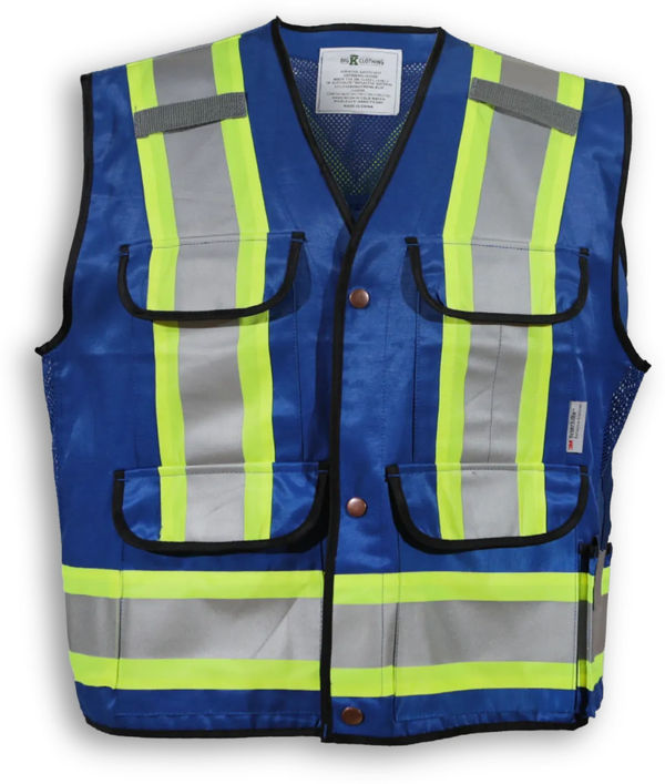 An image of a Custom Big K Clothing Supervisor Safety Vest in Royal Blue Poly/Cotton Mesh!