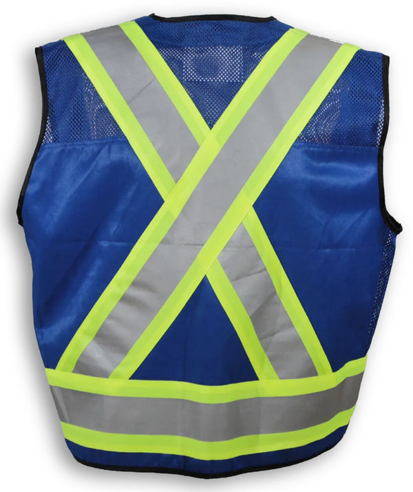 An image of a Custom Big K Clothing Supervisor Safety Vest in Royal Blue Poly/Cotton Mesh!