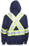 Am image of a Custom Big K Cotton Zip Hoodie with Detachable Hood in Navy!