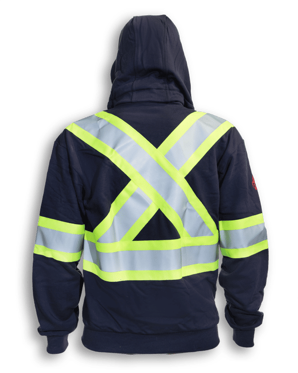 Am image of a Custom Big K Fire Retardant Treated Hoodie in Navy!