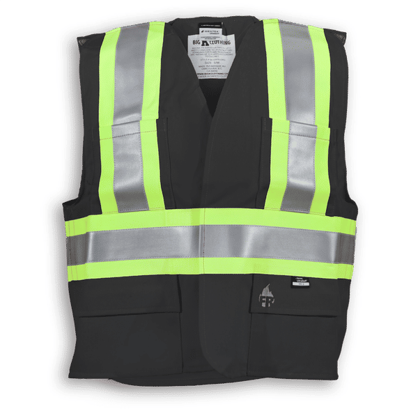 Am image of a Custom Big K Fire Retardant Ultrasoft Traffic Safety Vest in Black!