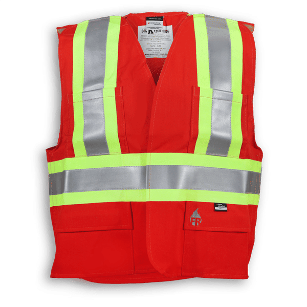 Am image of a Custom Big K Fire Retardant Ultrasoft Traffic Safety Vest in Red!