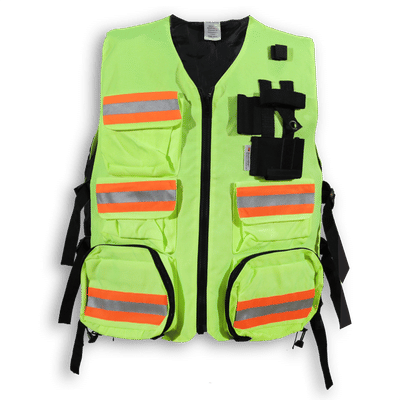 Am image of a Custom Big K First Aid Safety Vest in Lime!