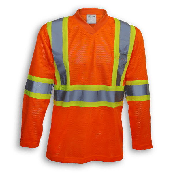 Am image of a Custom Big K Hi Visibility Mesh Safety Shirt in Orange!