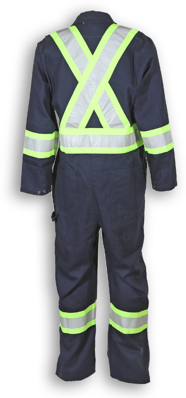 Am image of a Custom Big K Hi Vis Navy Blue 100 Cotton Traffic Safety Coverall in Navy!