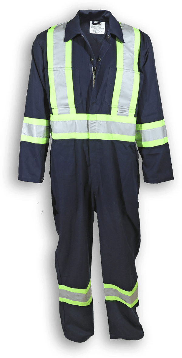 Am image of a Custom Big K Hi Vis Navy Blue 100 Cotton Traffic Safety Coverall in Navy!