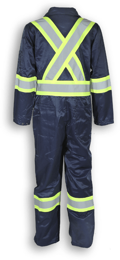 Am image of a Custom Big K Hi Vis Navy Blue Traffic Safety Coverall in Navy!