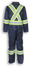 Am image of a Custom Big K Hi Vis Navy Blue Traffic Safety Coverall in Navy!