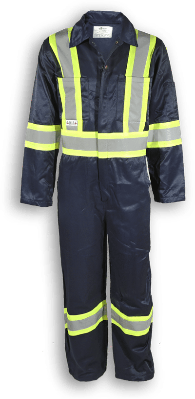 Am image of a Custom Big K Hi Vis Navy Blue Traffic Safety Coverall in Navy!