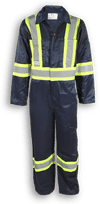 Am image of a Custom Big K Hi Vis Navy Blue Traffic Safety Coverall in Navy!