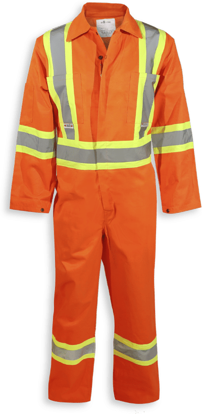 Am image of a Custom Big K Hi Vis Orange Traffic Safety Coverall in Orange!