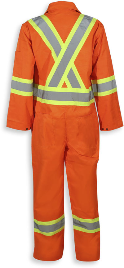 Am image of a Custom Big K Hi Vis Orange Traffic Safety Coverall in Orange!