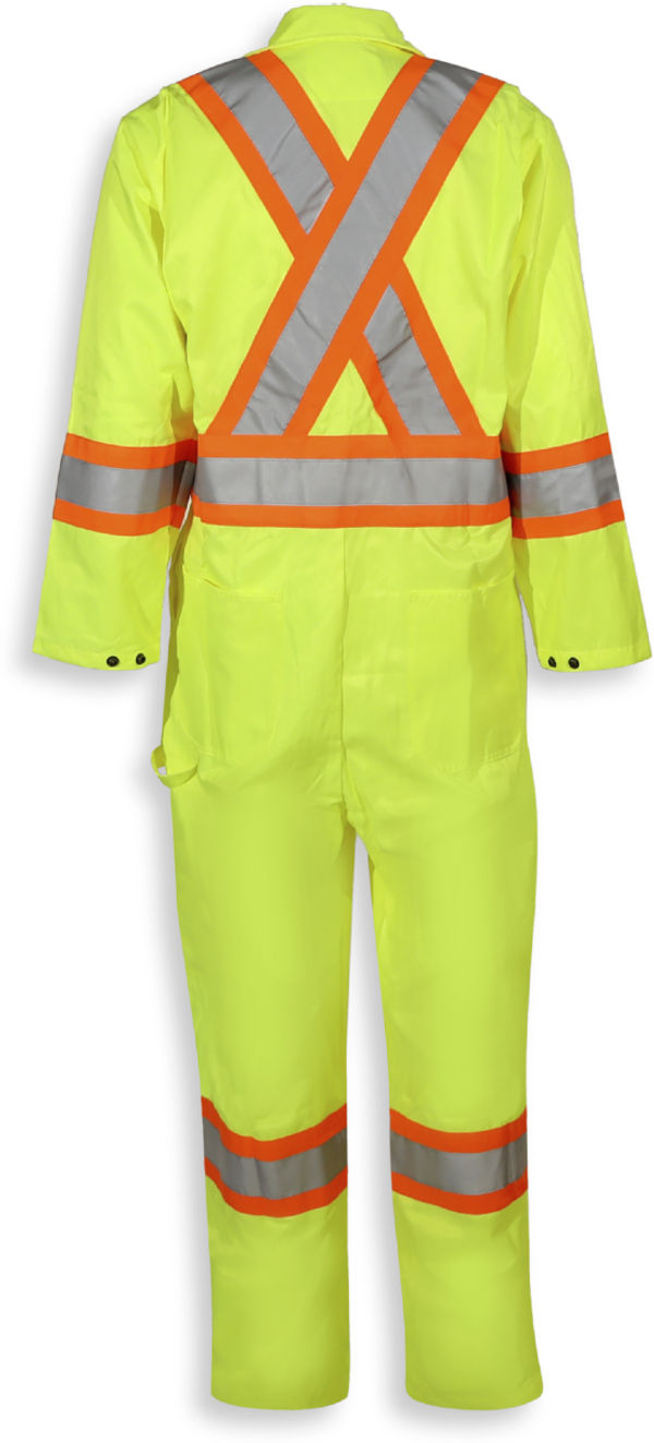 Am image of a Custom Big K Hi Vis Traffic Safety Coverall in Lime!