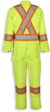 Am image of a Custom Big K Hi Vis Traffic Safety Coverall in Lime!