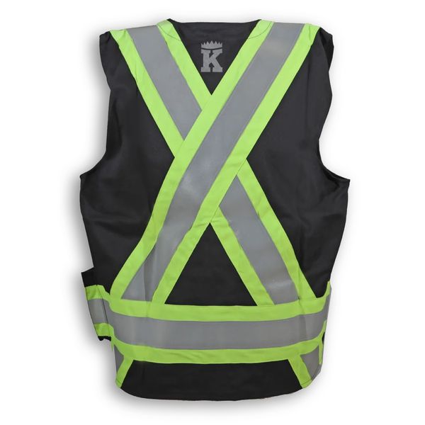 Am image of a Custom Big K Indura Ultrasoft Supervisor Safety Vest in Black!