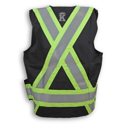 Am image of a Custom Big K Indura Ultrasoft Supervisor Safety Vest in Black!
