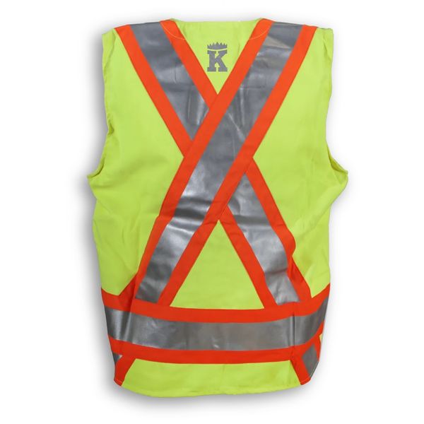 Am image of a Custom Big K Indura Ultrasoft Supervisor Safety Vest in Lime!