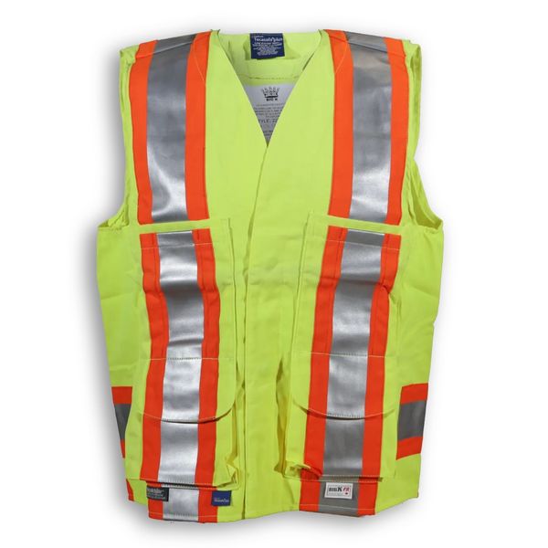 Am image of a Custom Big K Indura Ultrasoft Supervisor Safety Vest in Lime!