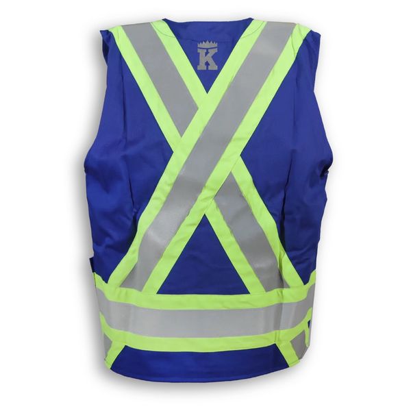 Am image of a Custom Big K Indura Ultrasoft Supervisor Safety Vest in Royal Blue!