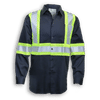 An image of a Custom Big K Polyester Cotton Button Up Shirt in Navy!