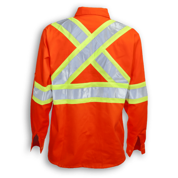 Am image of a Custom Big K Polyester Cotton Button Up Shirt in Orange!