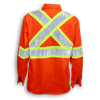 Am image of a Custom Big K Polyester Cotton Button Up Shirt in Orange!