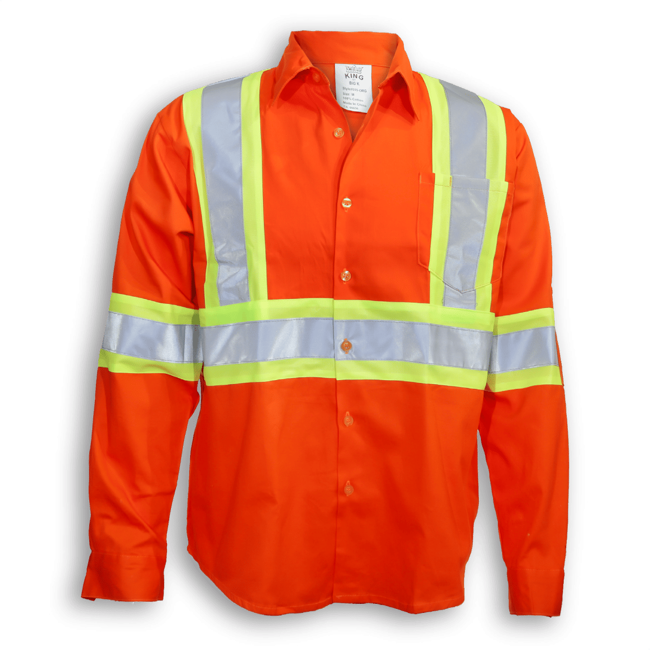 Big K Polyester Cotton Button Up Shirt in Orange