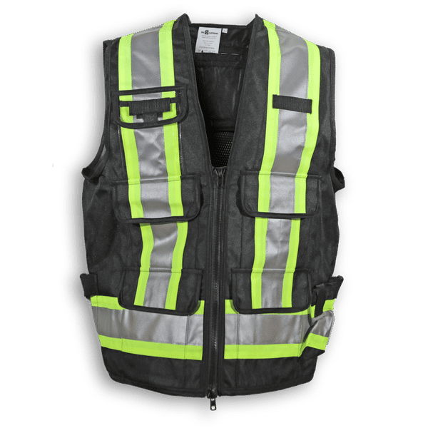 Am image of a Custom Big K Polyester Supervisor Vest with Mesh Option in Black!