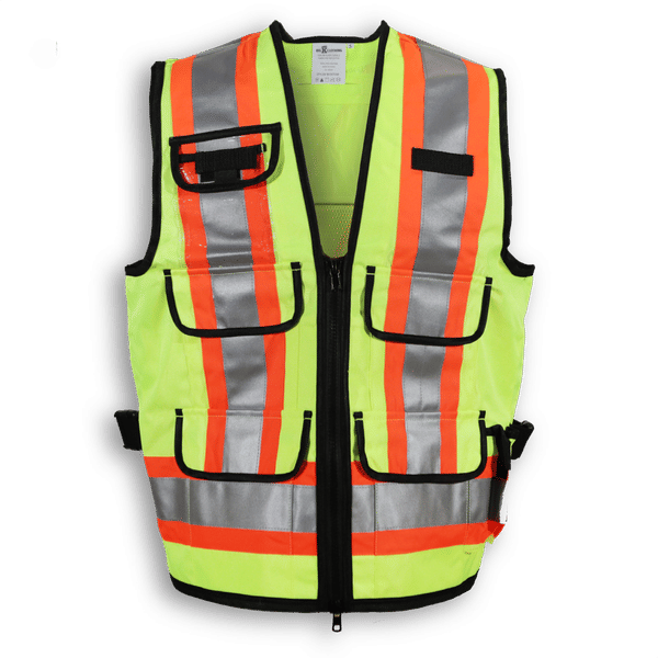 An image of a Custom Big K Polyester Supervisor Vest with Mesh Option in Lime!