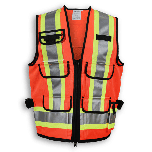 Am image of a Custom Big K Polyester Supervisor Vest with Mesh Option in Orange!