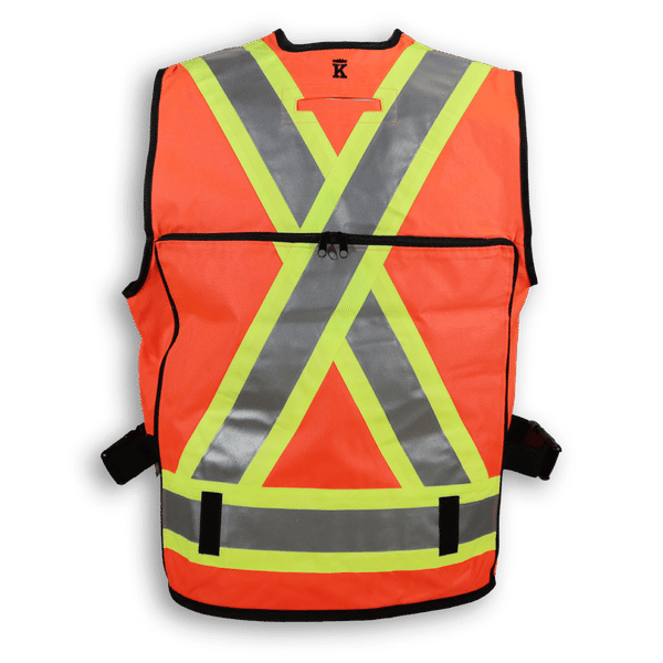 Am image of a Custom Big K Polyester Supervisor Vest with Mesh Option in Orange!
