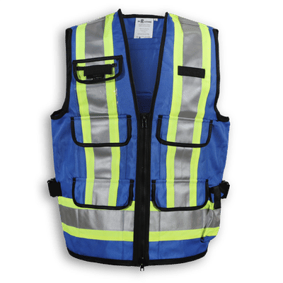 Am image of a Custom Big K Polyester Supervisor Vest with Mesh Option in Royal Blue!