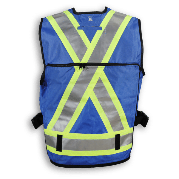 Am image of a Custom Big K Polyester Supervisor Vest with Mesh Option in Royal Blue!