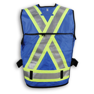 Am image of a Custom Big K Polyester Supervisor Vest with Mesh Option in Royal Blue!