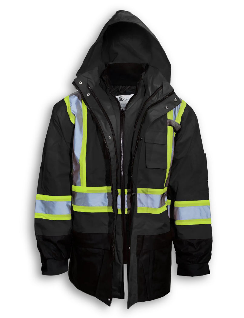 Big K Polyester Waterproof Rain Jacket in Black