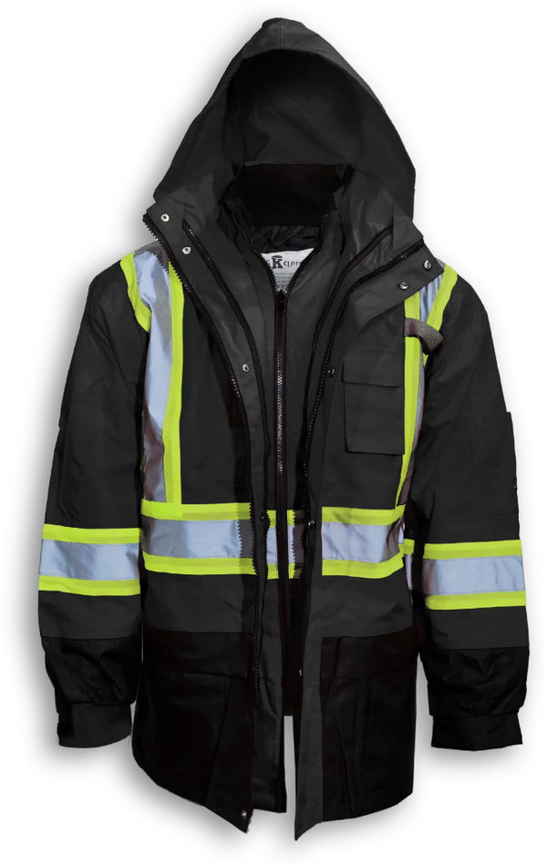 An image of a Custom Big K Polyester Waterproof Rain Jacket in Black!