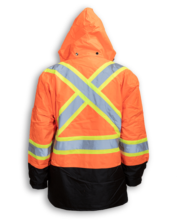 Am image of a Custom Big K Polyester Waterproof Rain Jacket in Orange!