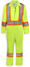 Am image of a Custom Big K Poly Cotton Safety Coverall in Lime Green!