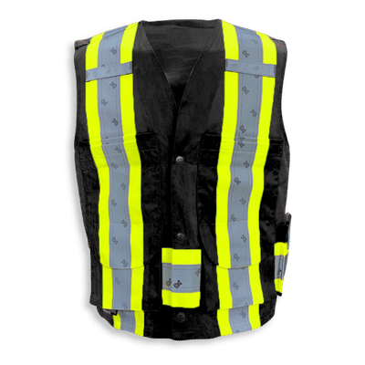 Am image of a Custom Big K Poly Cotton Supervisor Safety Vest in Black!