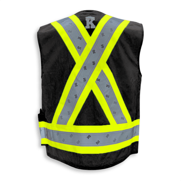 Am image of a Custom Big K Poly Cotton Supervisor Safety Vest in Black!
