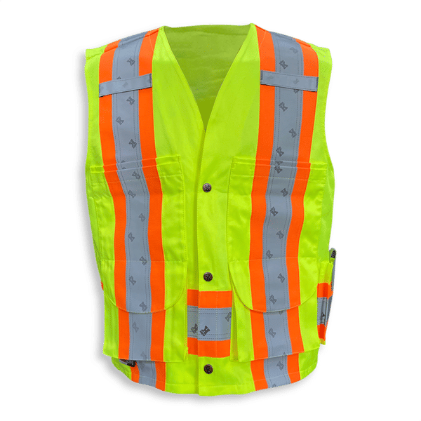 An image of a Custom Big K Poly Cotton Supervisor Safety Vest in Lime!