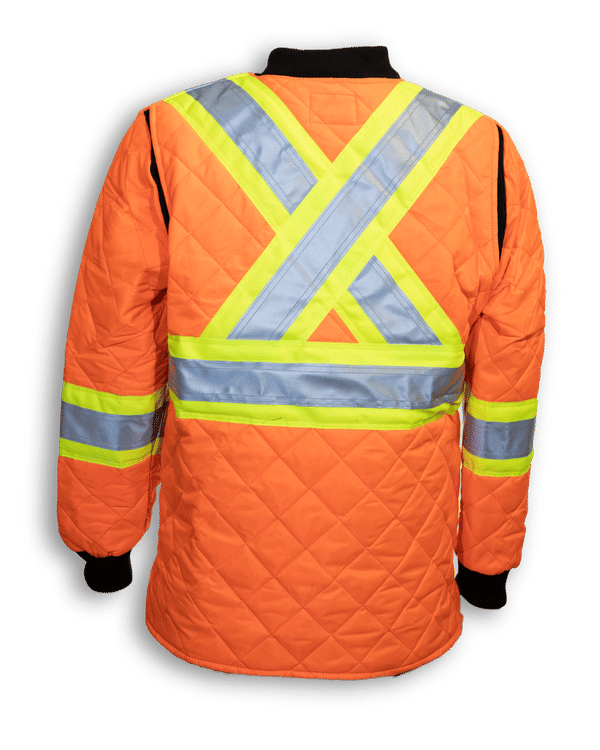 Am image of a Custom Big K Quilt Polyester Traffic Safety Jacket in Orange!
