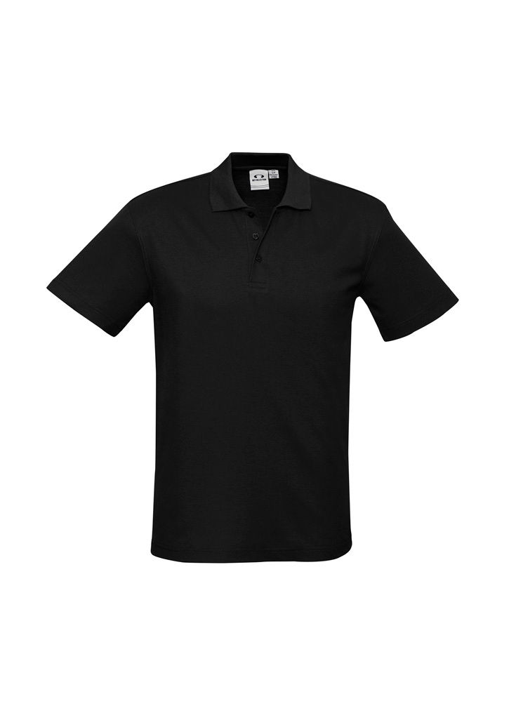 Biz Collection Mens Crew Short Sleeve Polo in Black