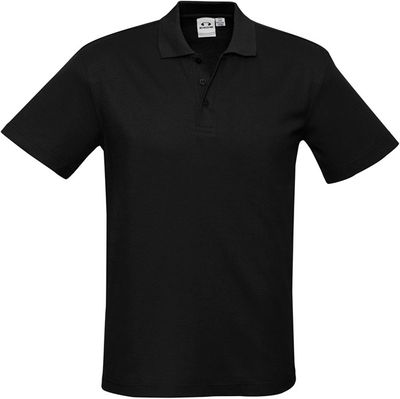 Am image of a Custom Biz Collection Mens Crew Short Sleeve Polo in Black!