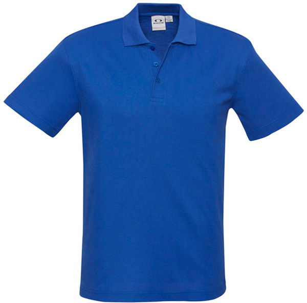 Am image of a Custom Biz Collection Mens Crew Short Sleeve Polo in Royal!